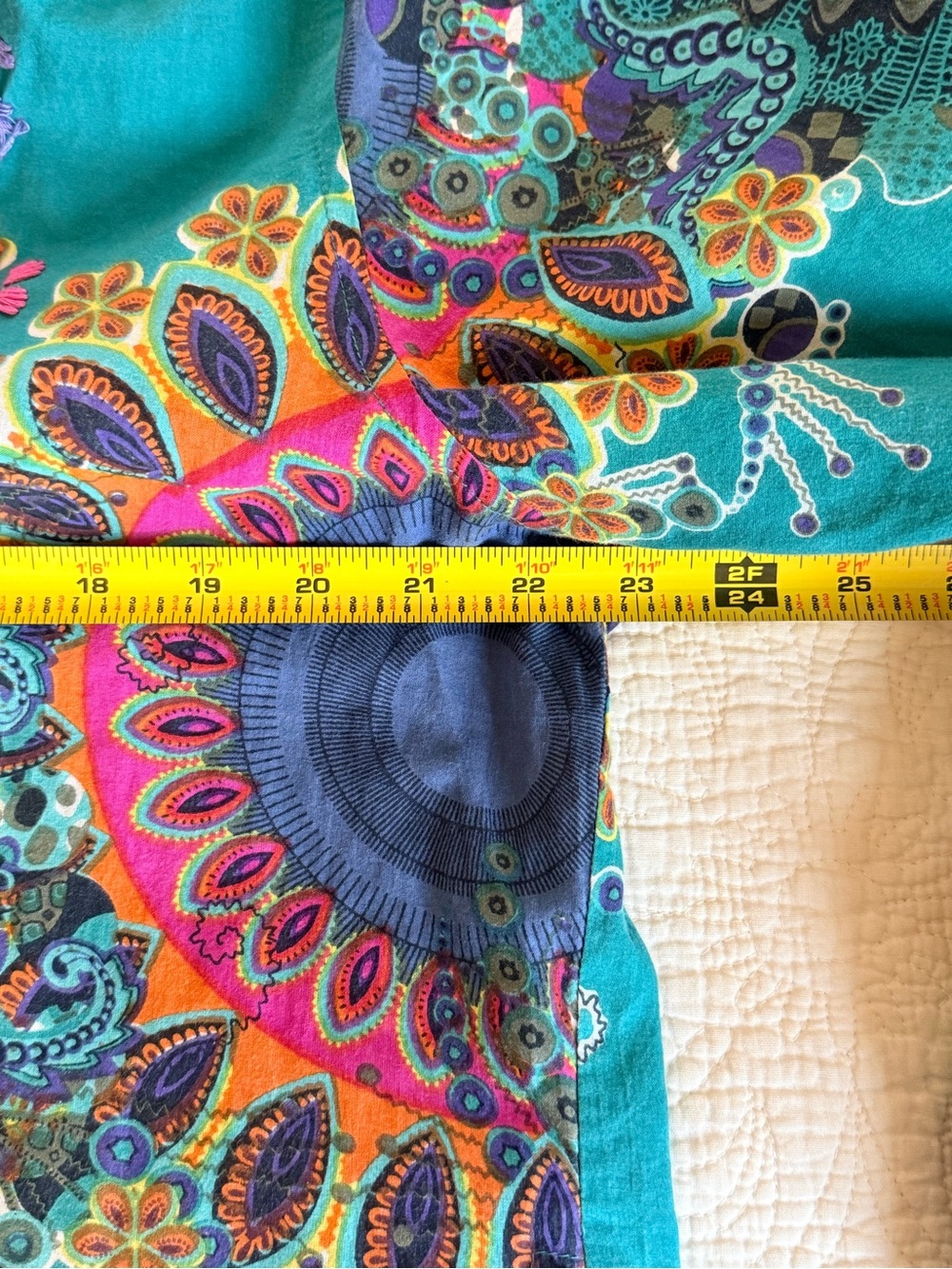 ANU by Natural Vibrant Turquoise embroidered Boho tunic top with pockets - Picture 7 of 8